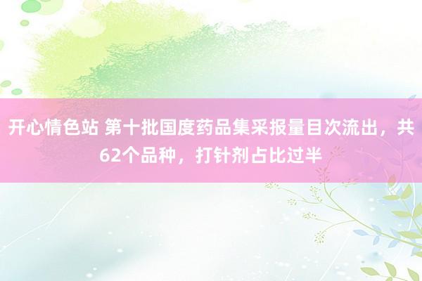 开心情色站 第十批国度药品集采报量目次流出，共62个品种，打针剂占比过半