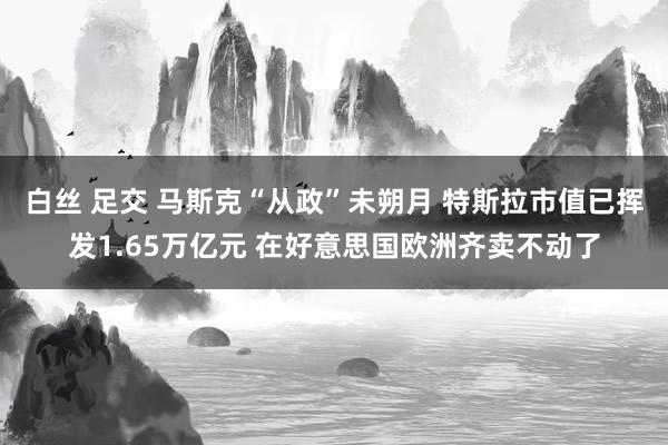 白丝 足交 马斯克“从政”未朔月 特斯拉市值已挥发1.65万亿元 在好意思国欧洲齐卖不动了